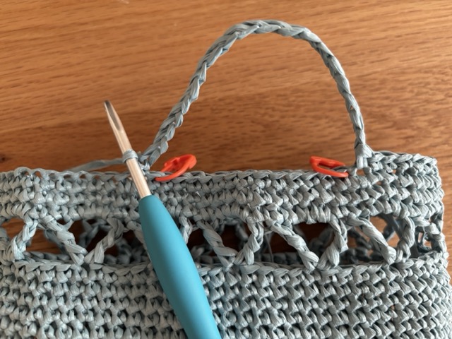 取っ手部分の鎖編み