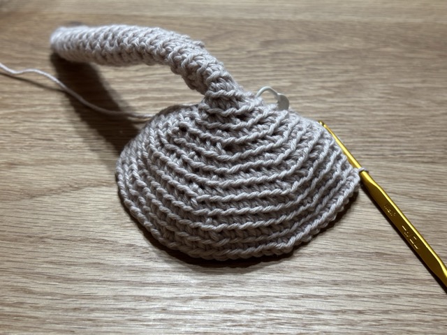 すじ編みの部分